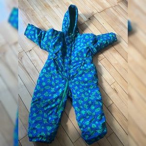 Vintage Hanna blue and green leaf print snowsuit